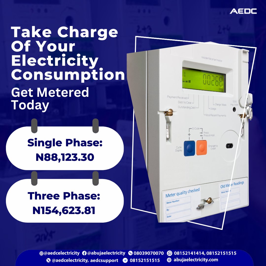 aedcelectricity's tweet photo. Take charge!
Visit https://t.co/ShcP7t5rF9 to apply.
#GetMeteredWithMAP
#AEDC #Abujadisco
#PowerofCommitment https://t.co/h3RFLggFUQ