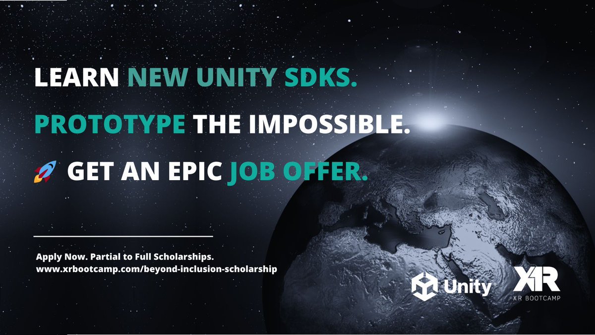GameDevTV's tweet photo. As a #BeyondInclusion ambassador, We want to share a wonderful opportunity. Aiming to increase diversity & Inclusion in the #XR Industry, @XR_Bootcamp will grant scholarships for the 4 month long XR Bootcamp. Deadline is Jan 29th 2024
👉 https://t.co/Yt1pWI7lCY
#Unity #VR #AR https://t.co/54OGpBpMpZ