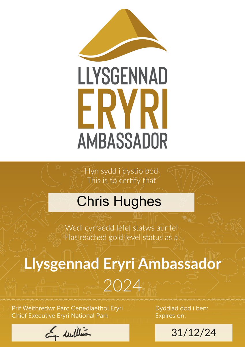 Super pleased to have completed the Gold Eryri Ambassador scheme.

#eryriambassador #neverstoplearning #sustaibabletourism #eryrinationalpark #chmastraining