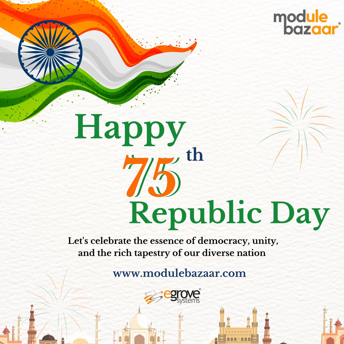 ModuleBazaar's tweet image. Happy Republic Day! Celebrating the spirit of unity, freedom, and democracy as we honor the founding principles that make our nation strong and vibrant.

#egrovesys #EGS #ElevateWithEgrovesys #RepublicDayJoy #UnityInDiversity #RepublicDay2024 #ProudIndian #RepublicDay