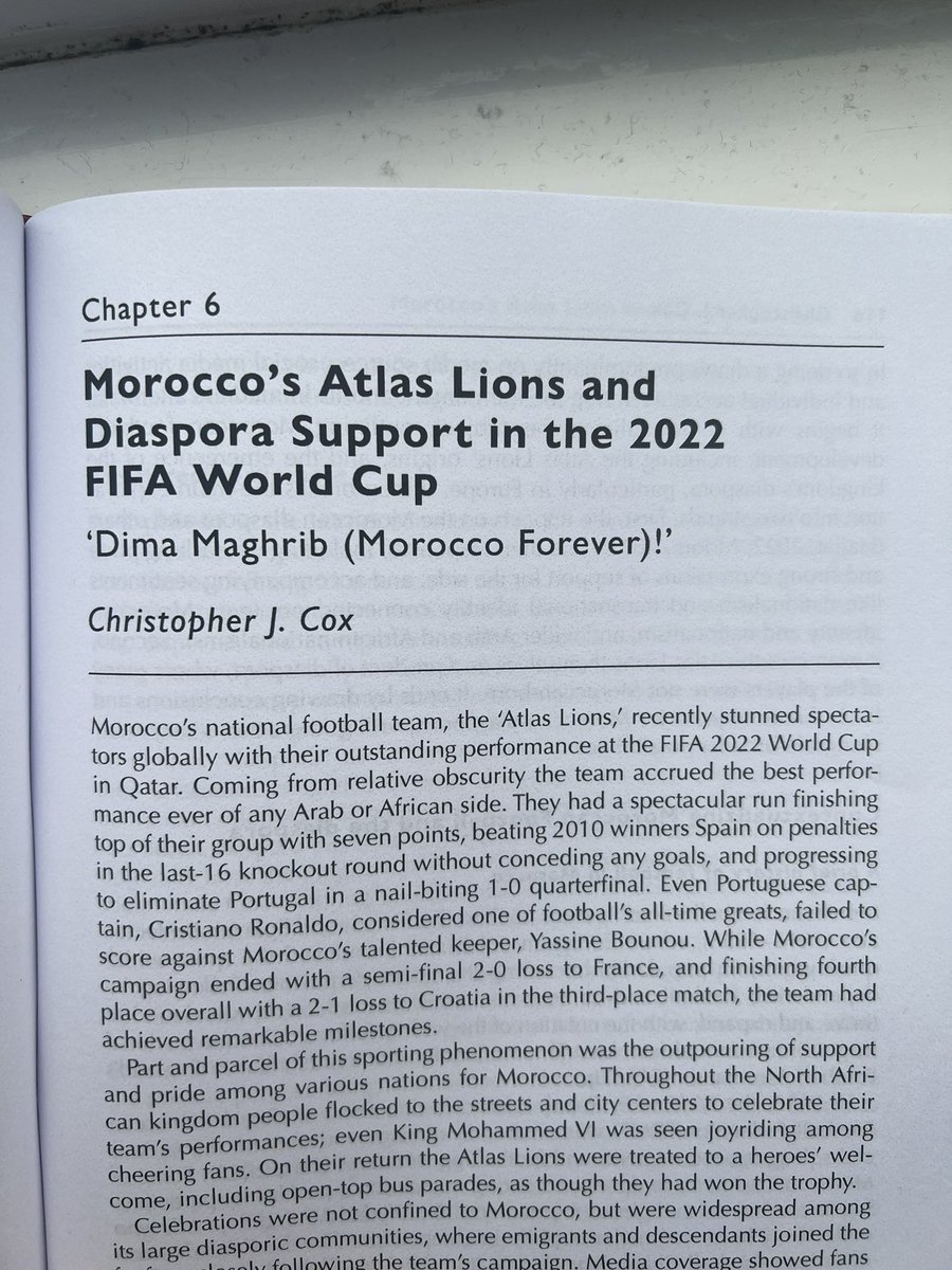 cjcox991's tweet photo. As the #AtlasLions sweep through to the last-16 of #AFCON2024 the team continues to enjoy wide-reaching support and fanfare well beyond the African continent. Check out my new chapter on the team’s success in the 2022 FIFA World Cup in galvanising support around the globe! 🇲🇦🦁 https://t.co/bik3SA0y9L