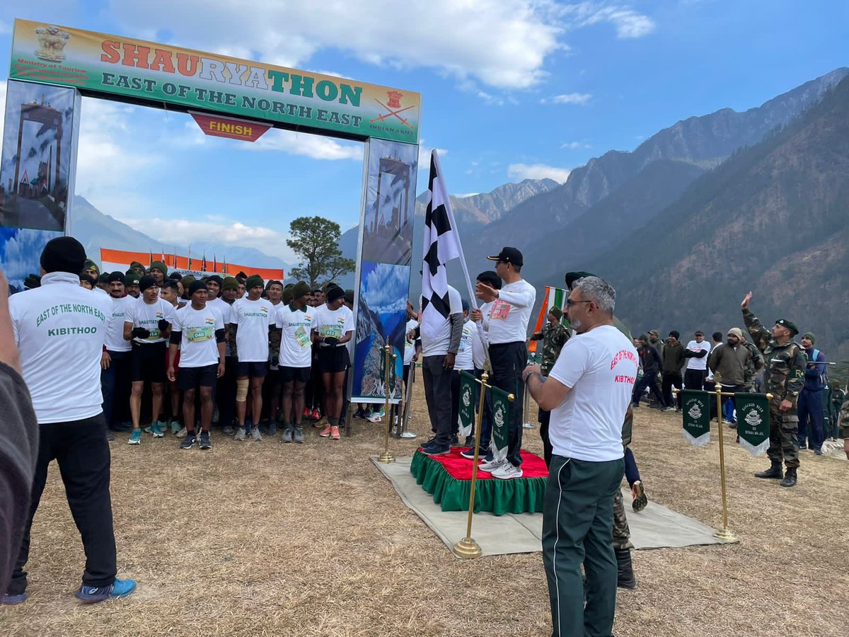 Shauryathon at Kibithoo, #ArunachalPradesh, organised jointly by Indian Army, @MDoNER_India and the local Administration.
 
With over 650 participants, including locals and individuals from different States, the event signifies a positive stride towards community engagement,…