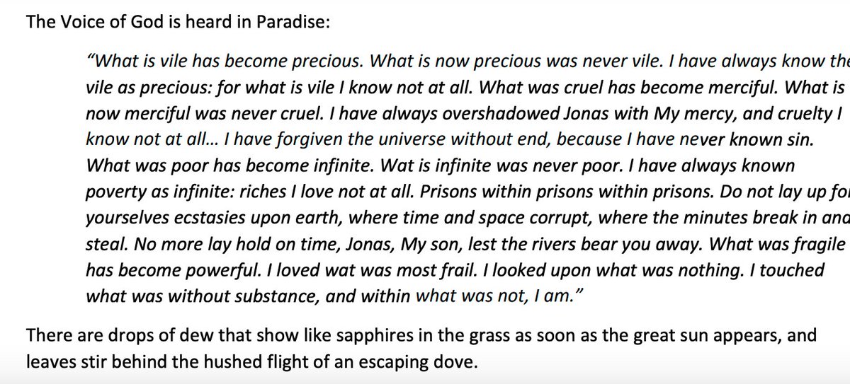 The power of words and images here is immense. Beyond the objective guilt dialectics, there is an implied sense of infinity coming through. And that is what keeps speaking to me.
