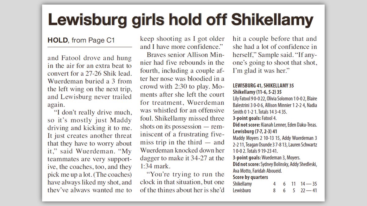 LBG_GirlsBball's tweet photo. “Lewisburg girls hold off Shikellamy" - by @ScottDudinskie @dailyitemsports

#LBGMediaCoverage | #DragonProud | #GoDragons 🐉 https://t.co/tOAyAF7uMh