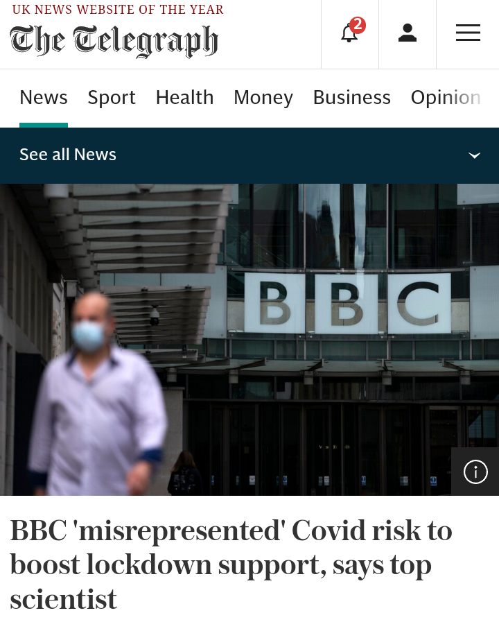 "The BBC was allowed to 'misrepresent' the risk posed by Covid to most people to boost public support for lockdown, the UK Covid Inquiry has heard.

Prof Mark Woolhouse, an eminent epidemiologist and government adviser, lambasted the corporation for having 'repeatedly reported