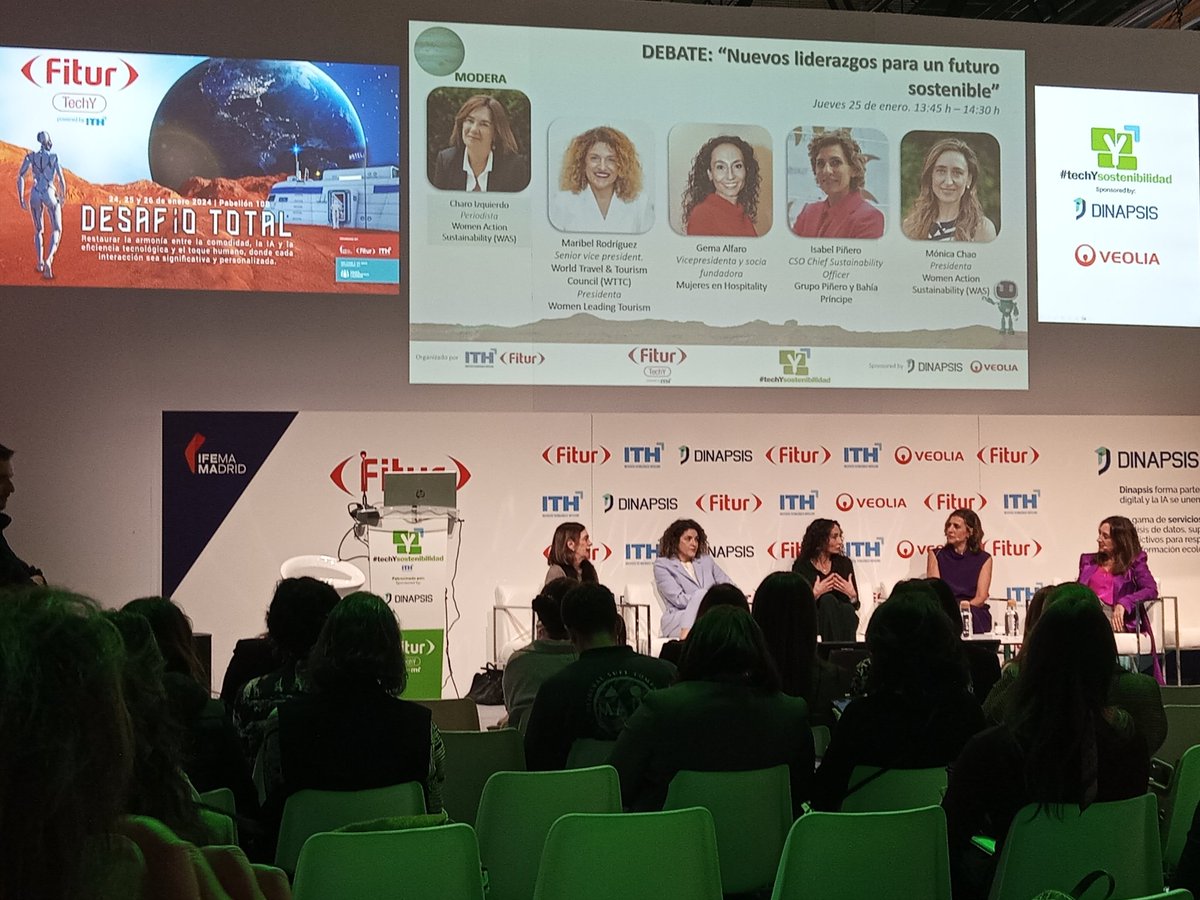 AgendalocalU's tweet photo. #techYsostenibilidad
Nuevos liderazgos para un futuro sostenible @ithotelero en #FITUR 
@fitur_madrid @IFEMA
Modera: Charo Izquierdo Women Action Sustainability (WAS)
Maribel Rodriguez. @WTTC 
Isabel Piñero. @BahiaPrincipe
Helena Burstedt. @mujereshosp_es
Mónica Chao. @wasaction https://t.co/R1HHyvRscH