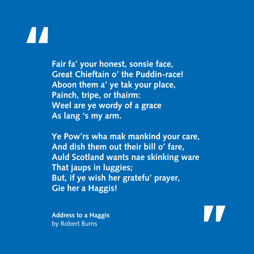 Fair fa' your honest, sonsie face, Great Chieftain o' the Puddin-race! Wishing you a happy #BurnsNight!