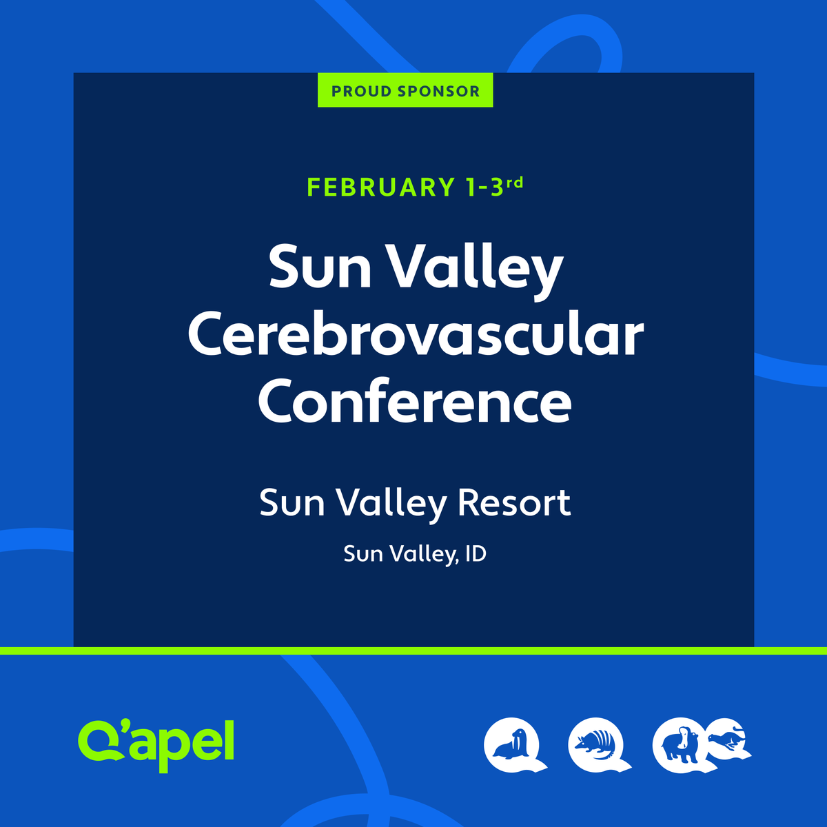 q_apel's tweet photo. #1 week away! Attending the Sun Valley Cerebrovascular Conference next week? We are too! Stop by Q’Apel Medical’s table to see #Walrus #Armadilloas well as our latest innovations, #HippoandCheetah. We look forward to seeing you there!

#Qapel #StLukes #SunValleyConference https://t.co/AyGMfVX4e5