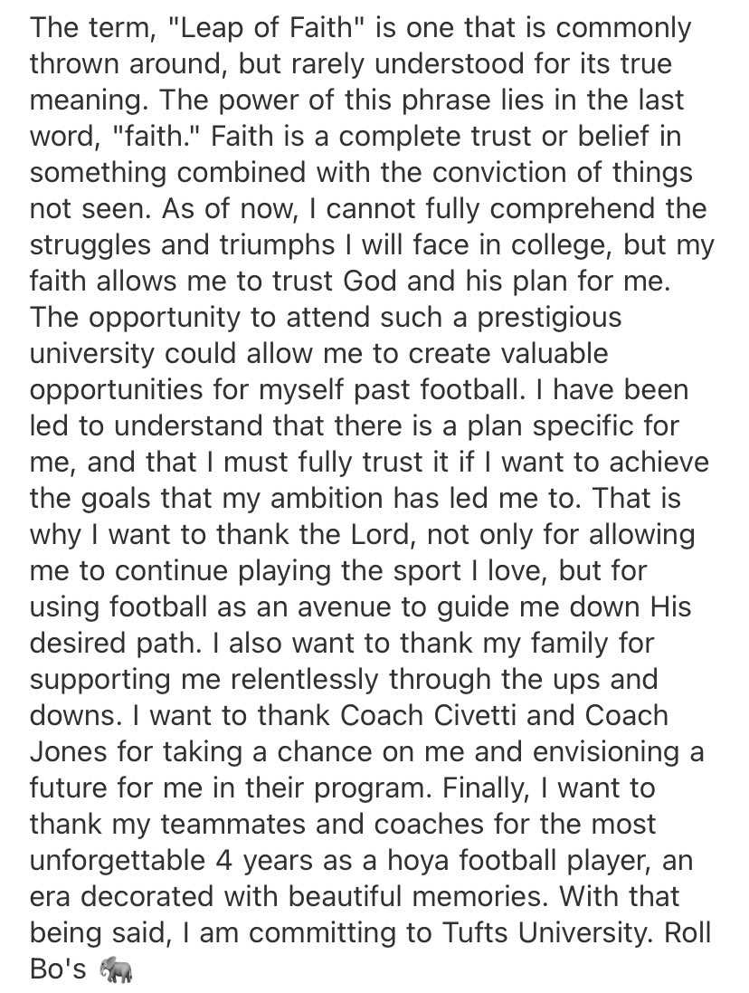 AmariWatson5's tweet image. “For we walk by FAITH, not by SIGHT”
100% Committed and ready to work.
@TuftsJumbos @FootballTufts @Coach_Kenn @CoachCivs @TheCoachCassidy @CoachMahan_1 @coachdickmann @hoyafbrecruit @HHSHoyaSports @RecruitGeorgia