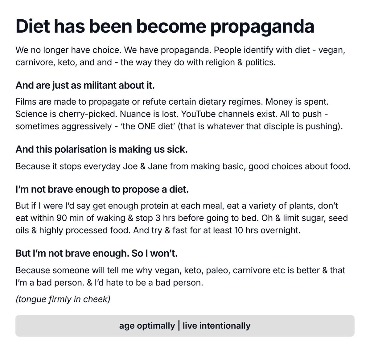 Diet has been become propaganda