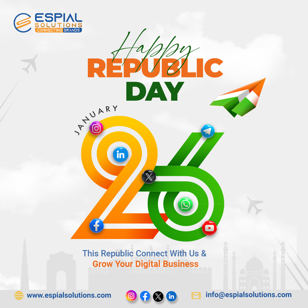 Espial sends the warmest Republic Day greetings! May the spirit of this special day inspire a year filled with digital success, marketing milestones, & boundless possibilities. Happy Republic Day! #jaihind #republicday #digitalmarketingagency #marketingagency #contentmarketing