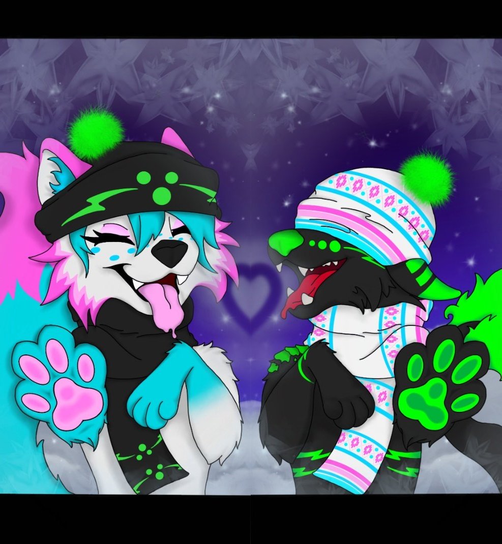 FiskFox's tweet image. Winter connecting phone backgrounds I made for my husband and myself 
#background #couple #winter