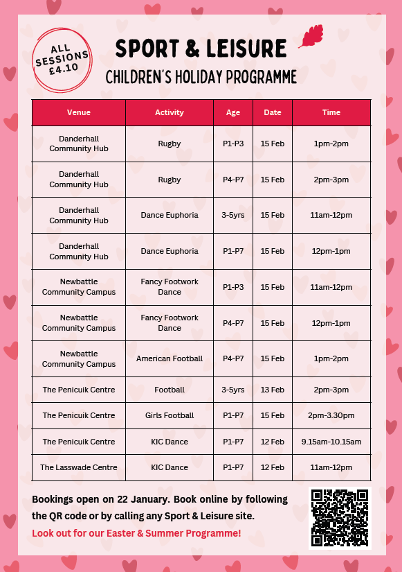 Active_Mid's tweet image. Looking for some activities during the February break?

Lots of different sports to choose from!👇 

#TrySomethingNew #ActiveEveryday

@midgov @DalkeithRFC @KICDanceCompany