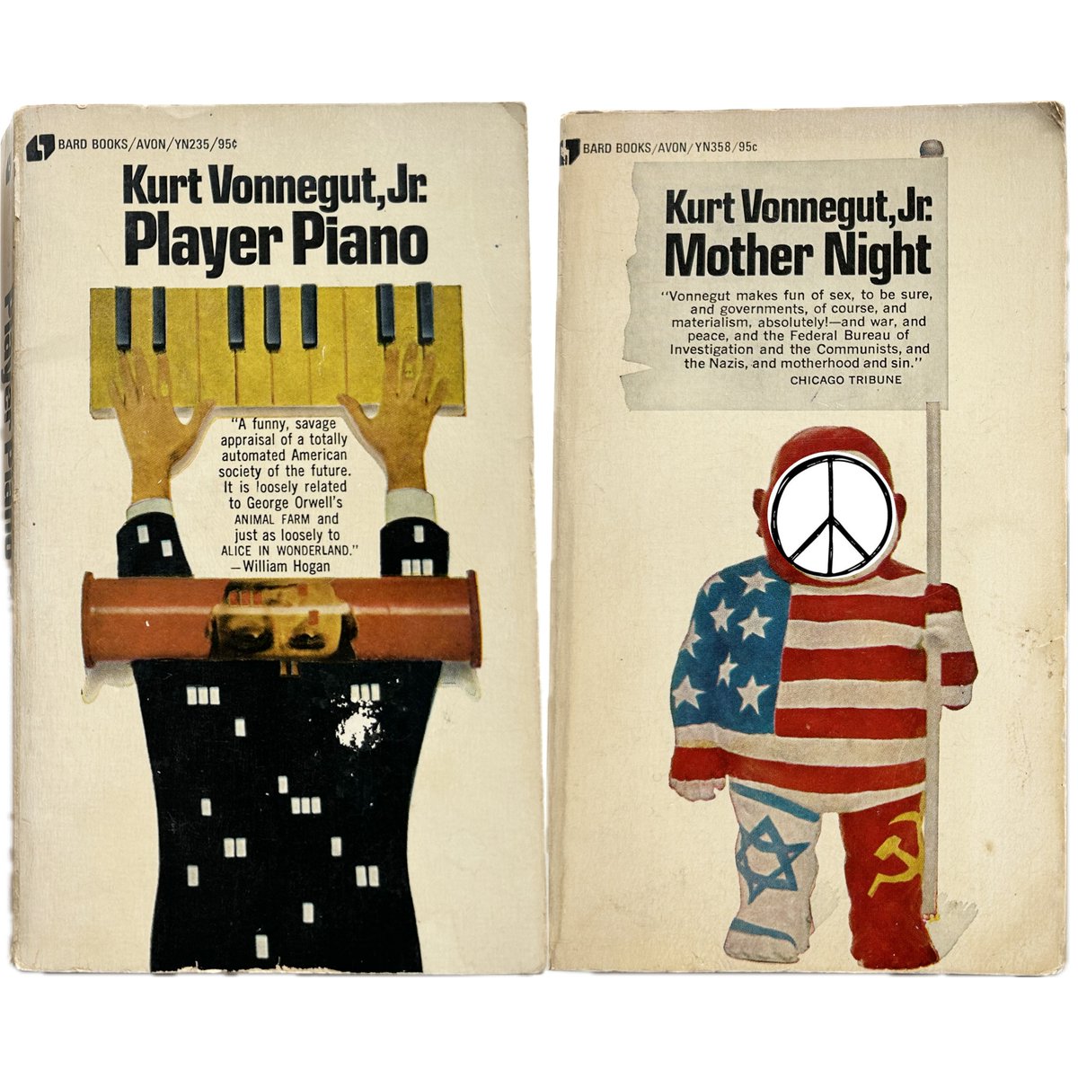 Kurt Vonnegut Jr Vintage Paperbacks: Mother Night & Player Piano #KurtVonnegut #VintagePaperbacks #MotherNight #PlayerPiano #1970s #VintageBooks #classicbooks #americanlit #author #SlaughterhouseFive #goodreads #bookcollection --->>> ebay.com/itm/1962083666…