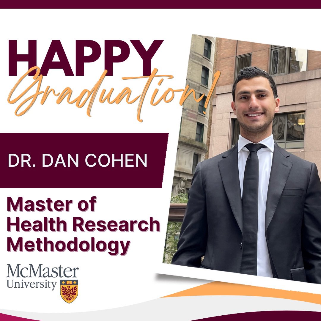 A huge congratulations to Dr. Dan Cohen (PGY4) on earning his Master of Health Research Methodology degree from McMaster University! #WeAreMacOrtho #mastersgraduate🎓