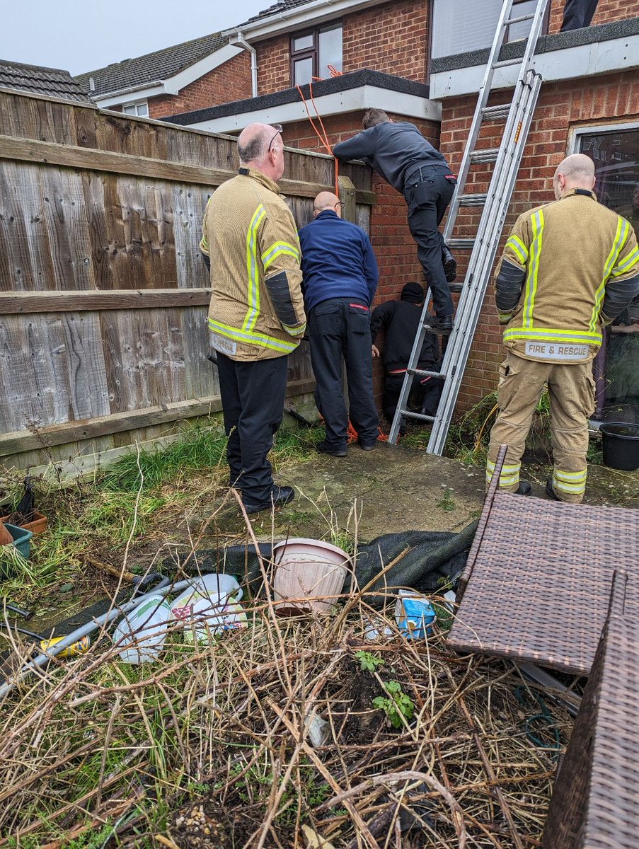 Huge thank you to @LouthFire and @LincsFireRescue for assisting Insp Laura and ARO Karen this morning to rescue this muntjac deer 🦌 that was wedged between two walls. With specialist equipment, they were able to carefully remove the deer to safety. #Louth @RSPCA_official 80