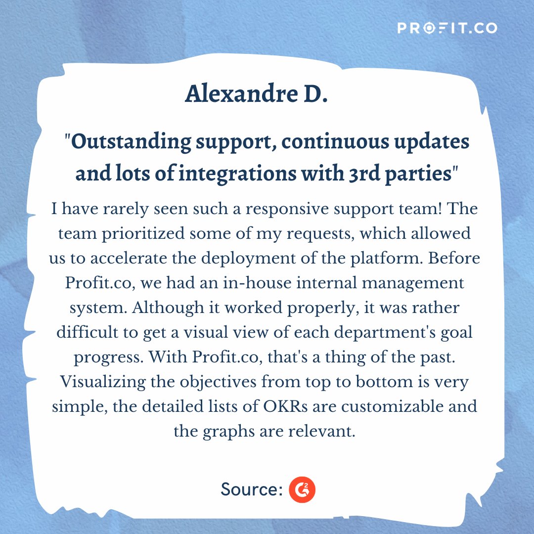 profit_co's tweet image. Thanks for the positive feedback, Alexandre. Your reviews are our driving force, inspiring us to push further and deliver excellence.

#okr #profitco #okrsoftware #G2 #customerexperience