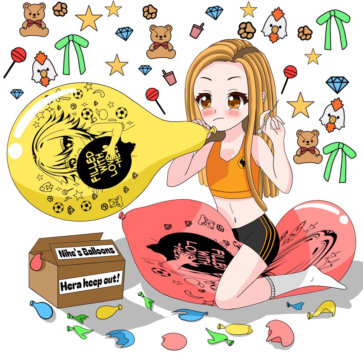 Not to keep spamming your feed buuuuutttt the legend <a href="/akiofuusen/">Akio Fuusen</a> absolutely knocking this art work out of the park! Hera is big mad at Nike for beating her in a soccer game so she took revenge and popped her balloons haha 😂 no worry picture soon from soccer game!