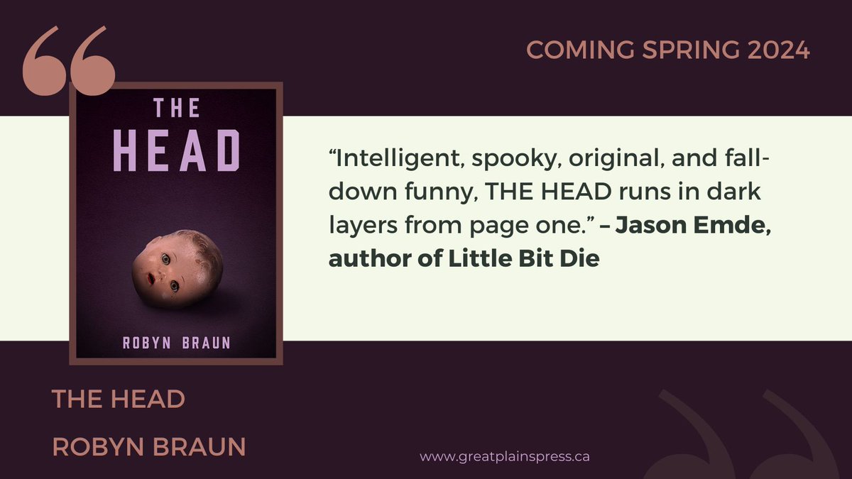 GreatPlainsPub's tweet photo. “Intelligent, spooky, original, and fall-down funny, THE HEAD runs in dark layers from page one.” –Jason Emde
On the morning of her 30th birthday, Trish discovers a disembodied but living infant head on her dresser. Place your pre-order to find out more!
https://t.co/6cuSrWD6pu https://t.co/oUCsTYSp6J