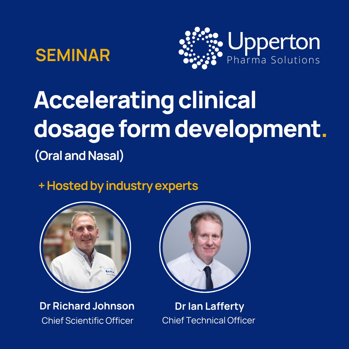 Our team is hosting a series of seminars in February, talking about 'Accelerating Clinical Dosage Form Development' - at venues in Macclesfield, Cambridge, and Oxford - find out more 🔽 upperton.com/events/