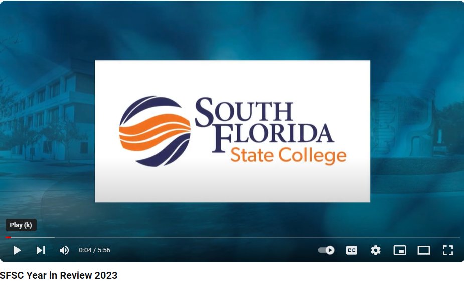 SFSCAlumni's tweet photo. Check out the SFSC Year in Review video for 2023. Does it bring back memories for you on campus?
We hope our alumni will visit us on campus again soon at an event or two. See you soon! 📷

#SFSCPathways #YearInReview #SFSCPanthers #college #SuccessTrain 

https://t.co/qpq9T9RUy5 https://t.co/RwDLTY4KAU