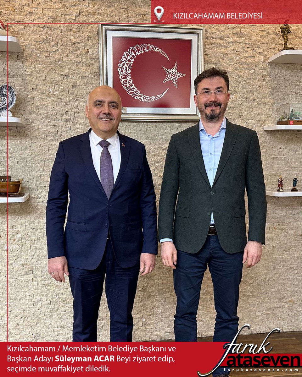 Kızılcahamam / Memleketim Belediye Başkanı ve Başkan Adayı Süleyman ACAR Beyi ziyaret edip, seçimde muvaffakiyet diledik. <a href="/kizilcahamambel/">Kızılcahamam Belediyesi 🇹🇷</a> <a href="/SuleymanAcar06/">Süleyman Acar</a> <a href="/AltunayGuray/">Güray Altunay</a> <a href="/nuri_odaci/">Nuri ODACI</a>