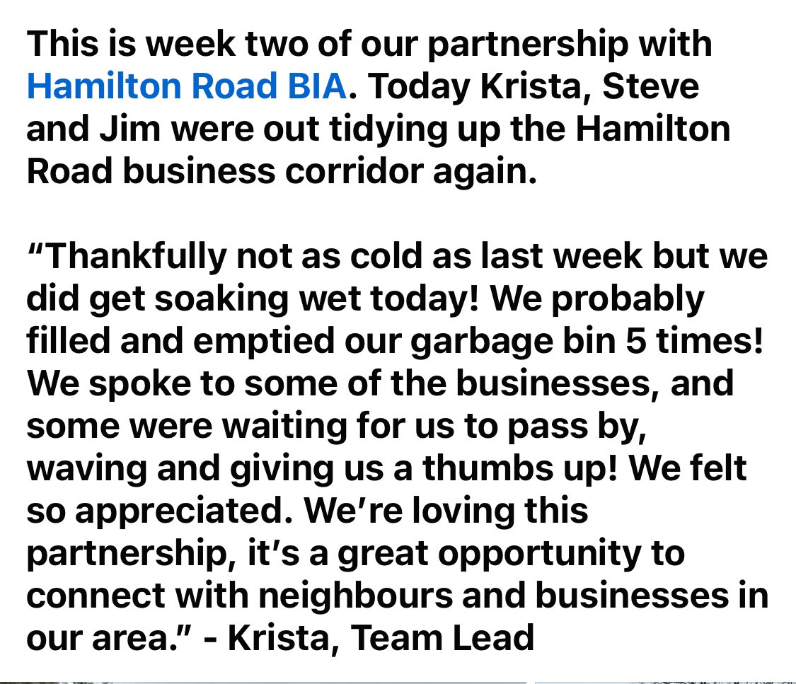 2nd week for the Ham Rd Clean Up Crew! Coffee House has partnered with the Ham Rd BIA, participants go out Wednesdays to tidy the business corridor and it’s going great! #ldnont @cmha_tv #OutreachPrograms