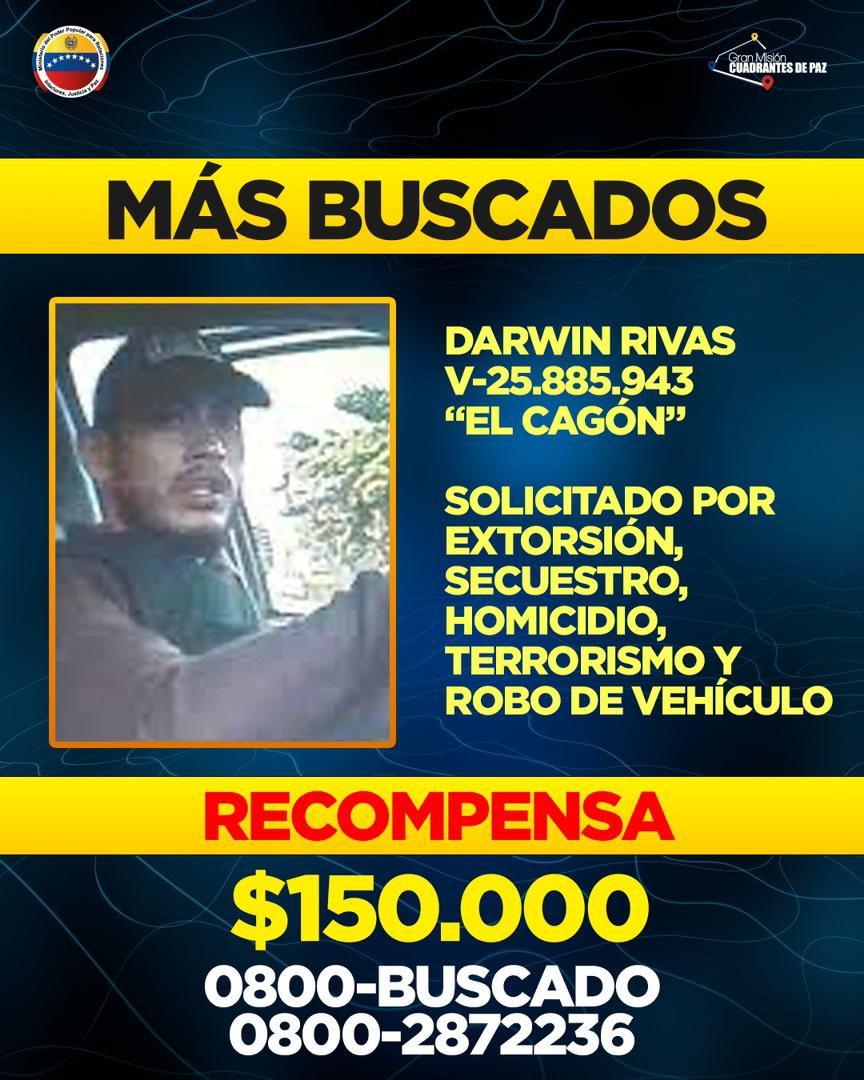 MijpVzla's tweet photo. ⚠️ #ATENCIÓN || Los órganos de seguridad ciudadana buscan a Darwin Rivas, por su participación en múltiples delitos contra las personas y terrorismo.

#25ENE https://t.co/2UHM7fKfTq