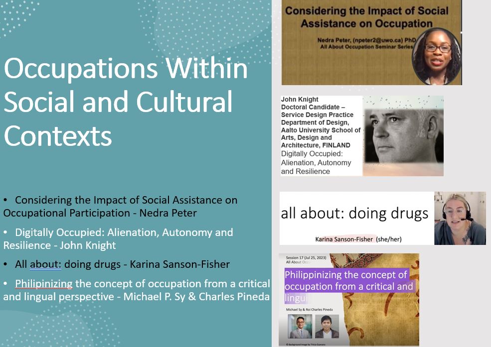 Sharing the first of our suggested #AllAboutOccupations #Playlist from our previous free seminars, with the theme: Occupations Within Social and Cultural Contexts youtube.com/watch?v=gJdH-D… youtube.com/watch?v=jtEZmY… youtube.com/watch?v=XrqiG4… youtube.com/watch?v=muhIQ7… #MoreToCome