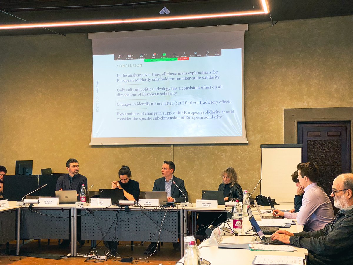 @LuisRussoS @EUI_Schuman @YouGov @ja_kemper @NenaOana @ZTruchlewski @alexdmoise @cicchilore @EUI_EU Left-leaning economic political ideology & transnationalist cultural political ideology increase ⬆️ support for interpersonal European solidarity over time. - @ja_kemper at the @YouGov - EUI conference on ‘Identity and #Solidarity in the EU’