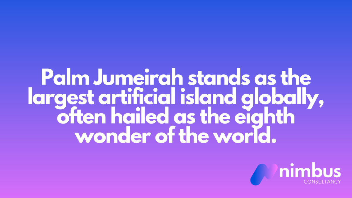 Did you know? 🌴 Palm Jumeirah, often regarded as the eighth wonder of the world, holds the title of the largest artificial island. A modern marvel, it stands as a testament to architectural ingenuity and deserves its wonder status! #DubaiWonders #PalmJumeirah