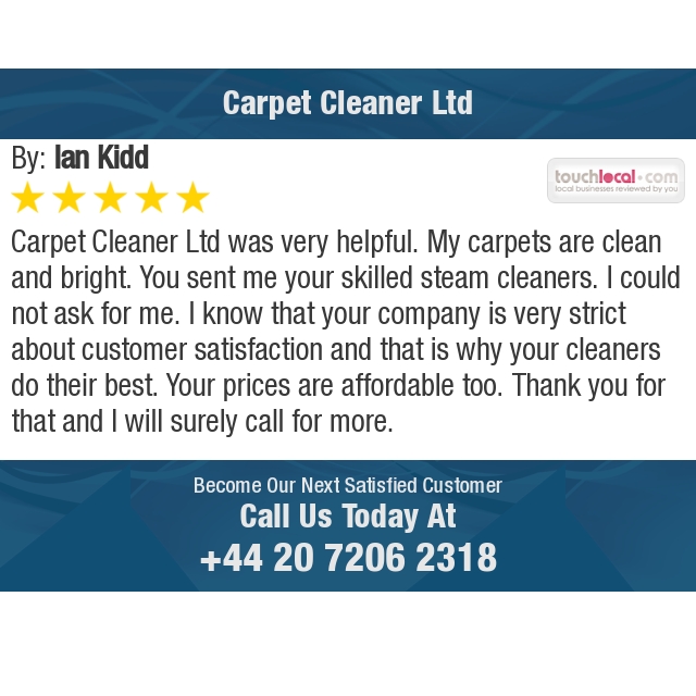 5 Star: Ian K. "Carpet Cleaner Ltd was very helpful. My carpets are..." touchlocal.com/business/list/…