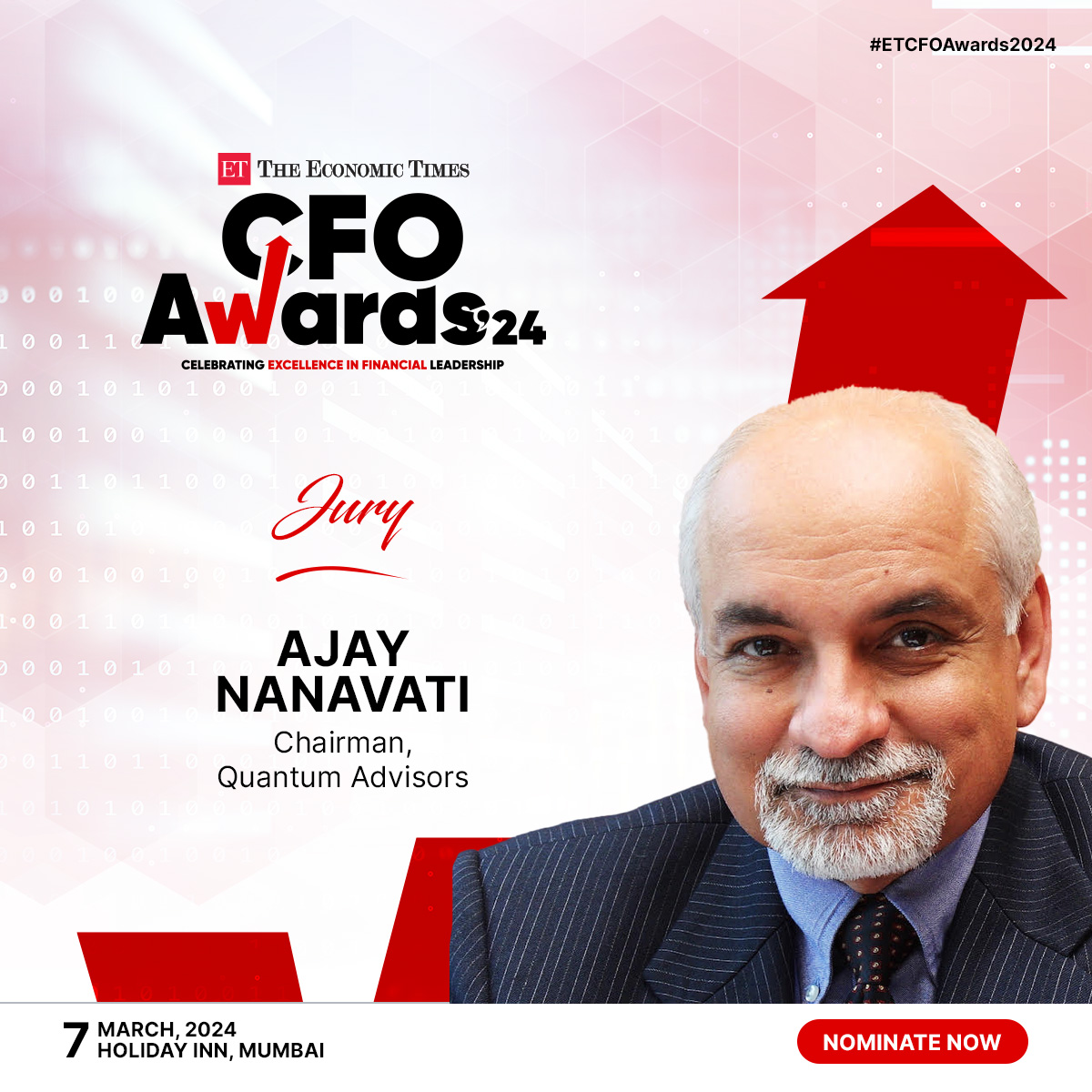 et_cfo's tweet photo. Exciting news! Ajay Nanavati, Chairman, Quantum Advisors, a seasoned veteran, is set to lead the way as a distinguished juror at #ETCFOAwards2024! 

Nominate Now: https://t.co/BYcXbVGuMu  

#ETCFO #Award #ETCFOAwards2024 #Jury #CFO #Finance #Money #business #FinanceFlavors https://t.co/LdKbILVUDn
