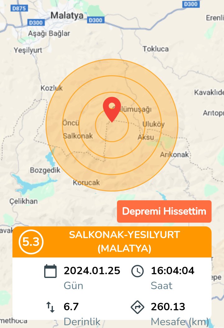 Çok geçmiş olsun, Malatya #Deprem 5.3
