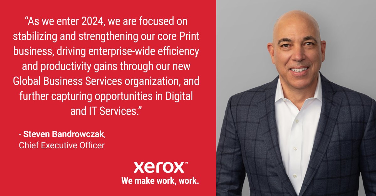 In announcing 2023 Q4 and full-year results, Xerox CEO Steve Bandrowczak noted structural steps taken to support our Reinvention impacted revenue, but will yield significant progress toward our 3-year adjusted operating income target. More: xerox.bz/4bdGp8y
