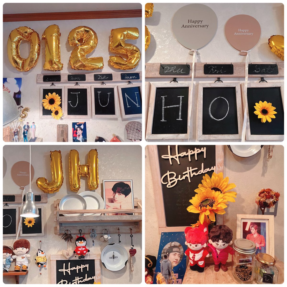 junho_pen0125's tweet photo. ジュノお誕生日おめでとう🎉🎊🎂
昨夜、普段使っていない応接間を仕事終わってからコツコツと夜中まで飾り付け💛
10年間段々と増えたジュノドール達とペンペン大集合🐧
今年も頑張りました🫶
自己満の世界〜😆
#ジュノ #JUNHO #LEEJUNHO 
#이준호
#우리들의이준호생일축하해
#HAPPYLEEJUNHODAY https://t.co/psO8Zcybv9