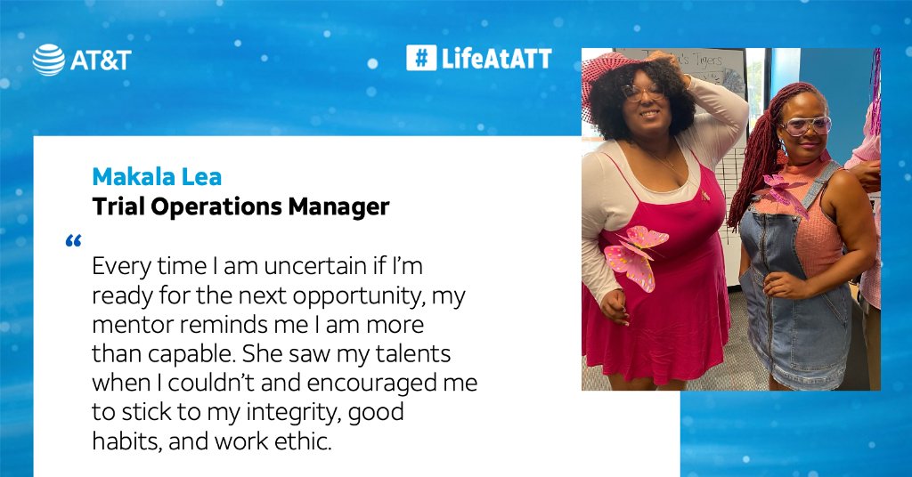 Sometimes, good mentors come to us with a bit of good luck. That’s how it was for Makala when the universe delivered her to Tamika’s sales team. She tells us how a great support system has helped her career.

#LifeAtATT #NationalMentoringMonth