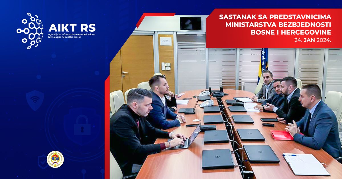 Sastanak sa predstavnicima Ministarstva bezbjednosti BiH 🤝

Meeting with representatives of the <a href="/MSBosnia/">Ministarstvo sigurnosti/bezbjednosti BiH</a> 🤝

Više na ➡ bit.ly/48Kxny8 ⬅ Read more