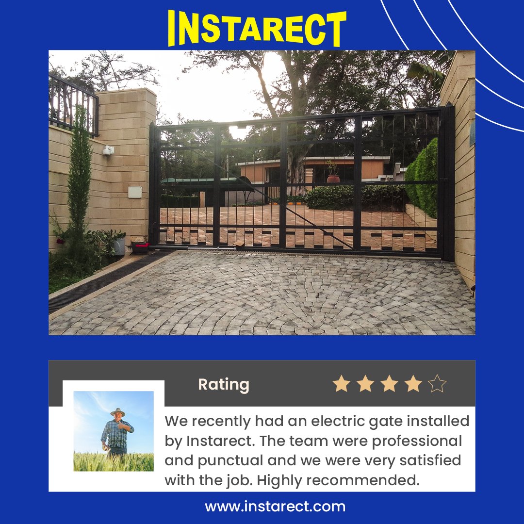 instarectltd's tweet image. Testimonial Spotlight
Excited to share a review from one of our satisfied clients!
#ClientReview #GateAutomation #swinggatemotors #slidinggateskenya #InstarectLimited