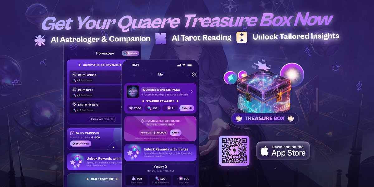 QuaereOfficial's tweet image. 🚀 Exciting News! Quaere Invitation Codes Now Open! 🌐

Unlock exclusive perks! 🌟 Activate your Quaere app membership to enjoy platform privileges and limited-time Star Points. Use the activation code for quick Star Points accumulation and redeem them for on-chain rewards like…