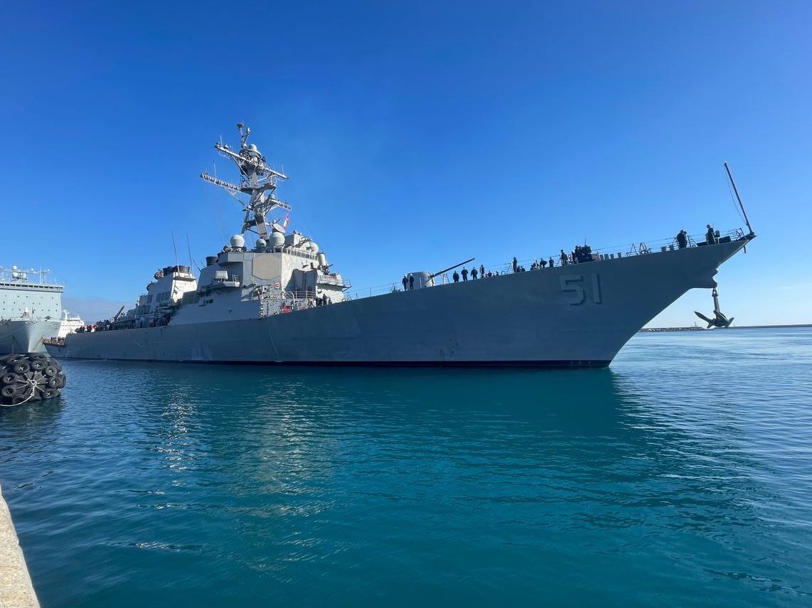 USS Arleigh Burke (DDG 51) Arleigh Burke-class Flight I guided missile destroyer coming into Cyprus - January 25, 2024 #ussarleighburke #ddg51

SRC: TW-@USAmbCy