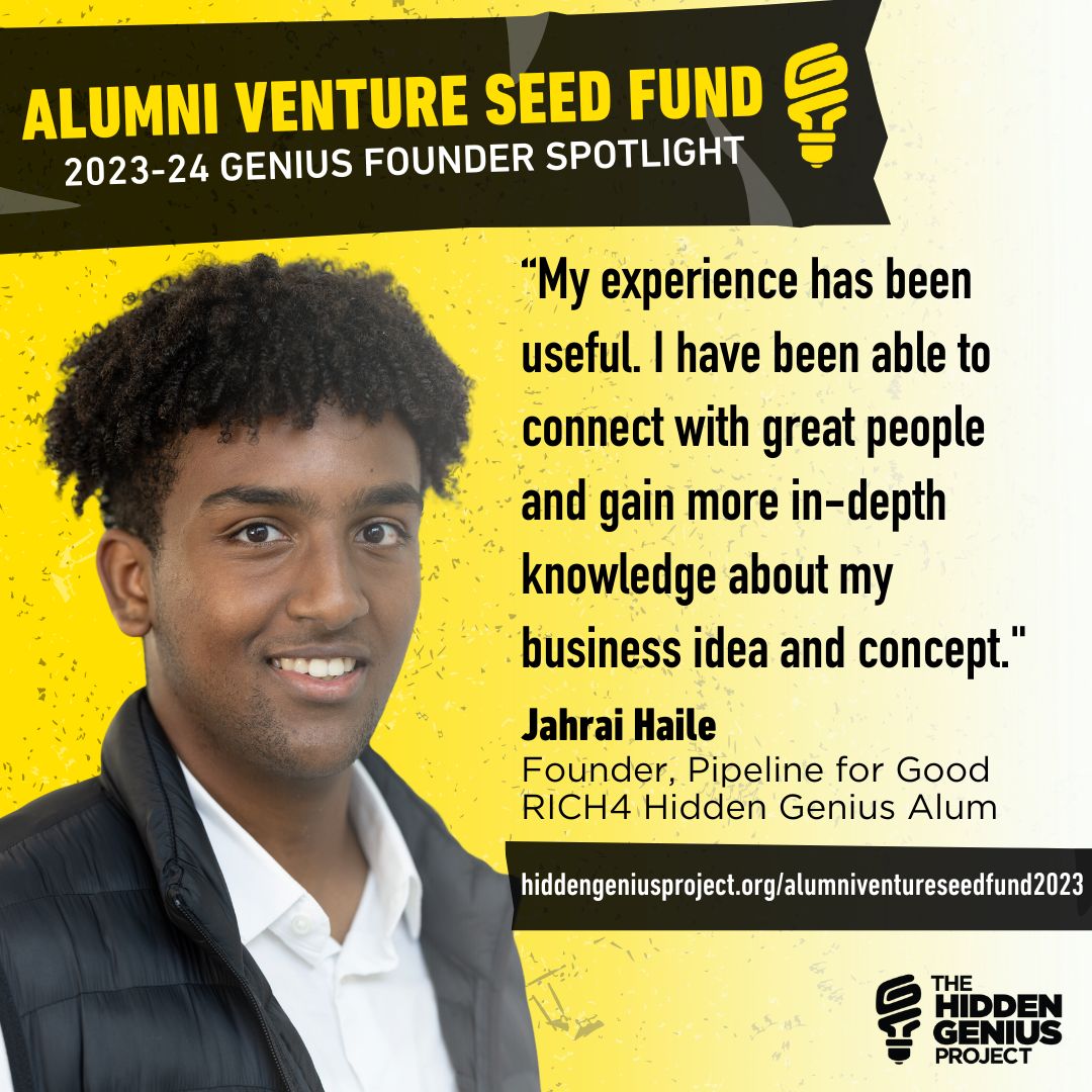 HiddenGeniusPro's tweet image. As a student at @BU_Tweets and Genius Founder in our #AlumniVentureSeedFund program, Jahrai (RICH4) is learning ways to scale his #business Pipeline For Good, a platform designed to help #studentsofcolor secure scholarships &amp;amp; internships. Read more here: buff.ly/3u5AFwO