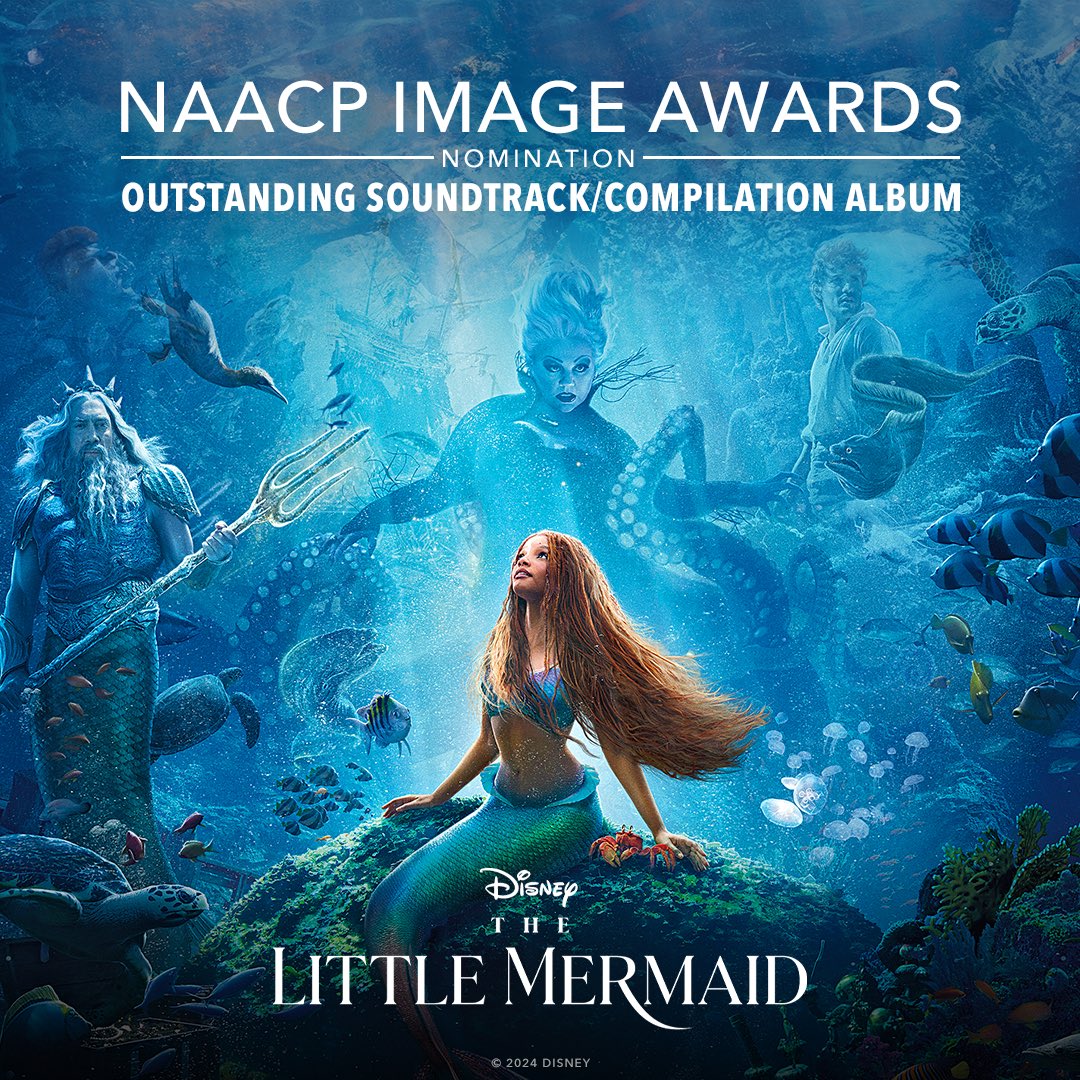Congratulations to the cast and crew of Disney’s #TheLittleMermaid on their two NAACP Image Awards nominations including Outstanding Actress in a Motion Picture, Halle Bailey and Outstanding Soundtrack/Compilation Album. #NAACPImageAwards