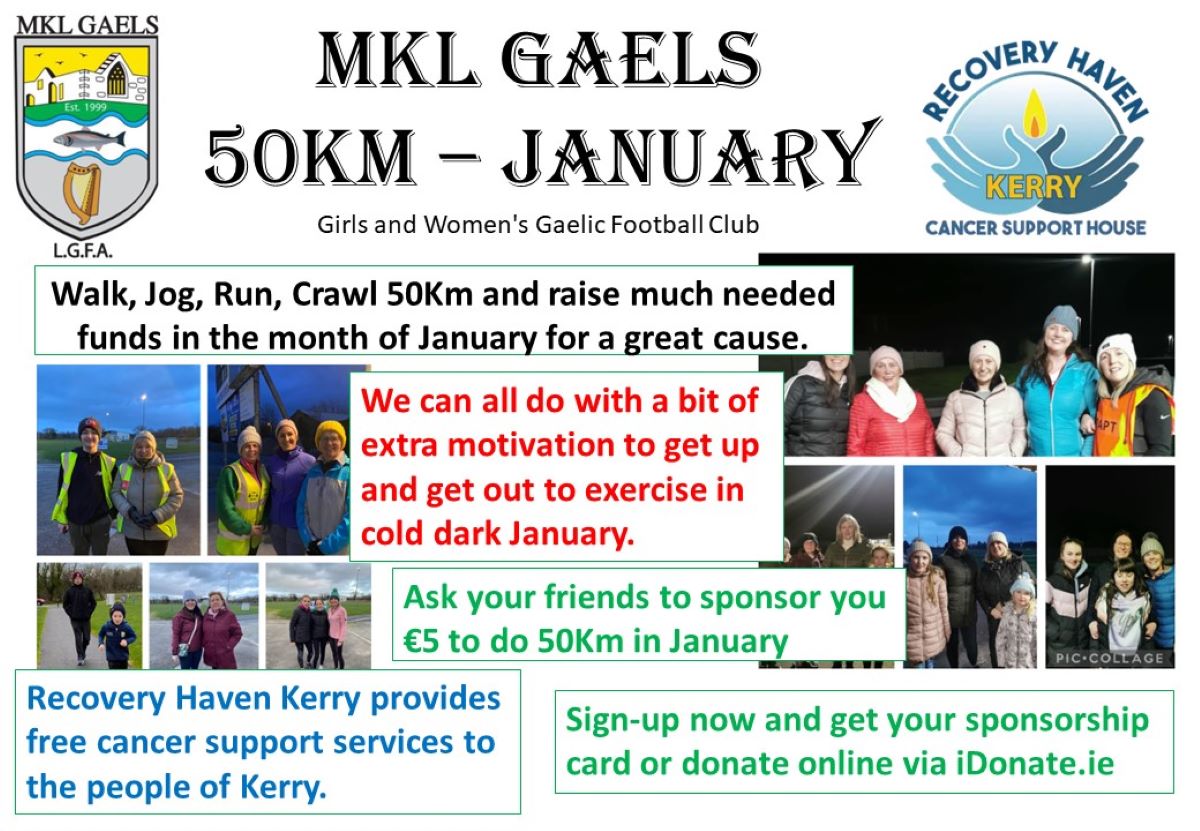 MKL Gaels LGFA Club (@mklgaelslgfa) on Twitter photo Less than a week left now in our January #charity exercise fundraiser for <a href="/recoveryhaven/">Recovery Haven Kerry</a> Kerry Cancer Support House
Get out there do a few Km and donate a few Euro to this great cause. β¬470 raised so far.
Donate now via the link below
idonate.ie/fundraiser/MKL⦠Less than a week left now in our January #charity exercise fundraiser for <a href="/recoveryhaven/">Recovery Haven Kerry</a> Kerry Cancer Support House
Get out there do a few Km and donate a few Euro to this great cause. β¬470 raised so far.
Donate now via the link below
idonate.ie/fundraiser/MKLβ¦