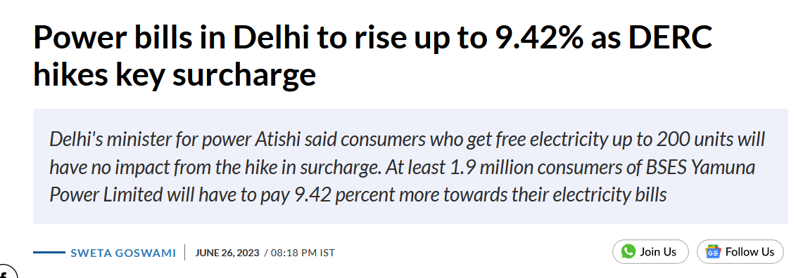 Lies and and lies from @AamAadmiParty @ArvindKejriwal @PKakkar_ and stupid @AtishiAAP ...electricity rate have gone up almost 10%, nothing is free...