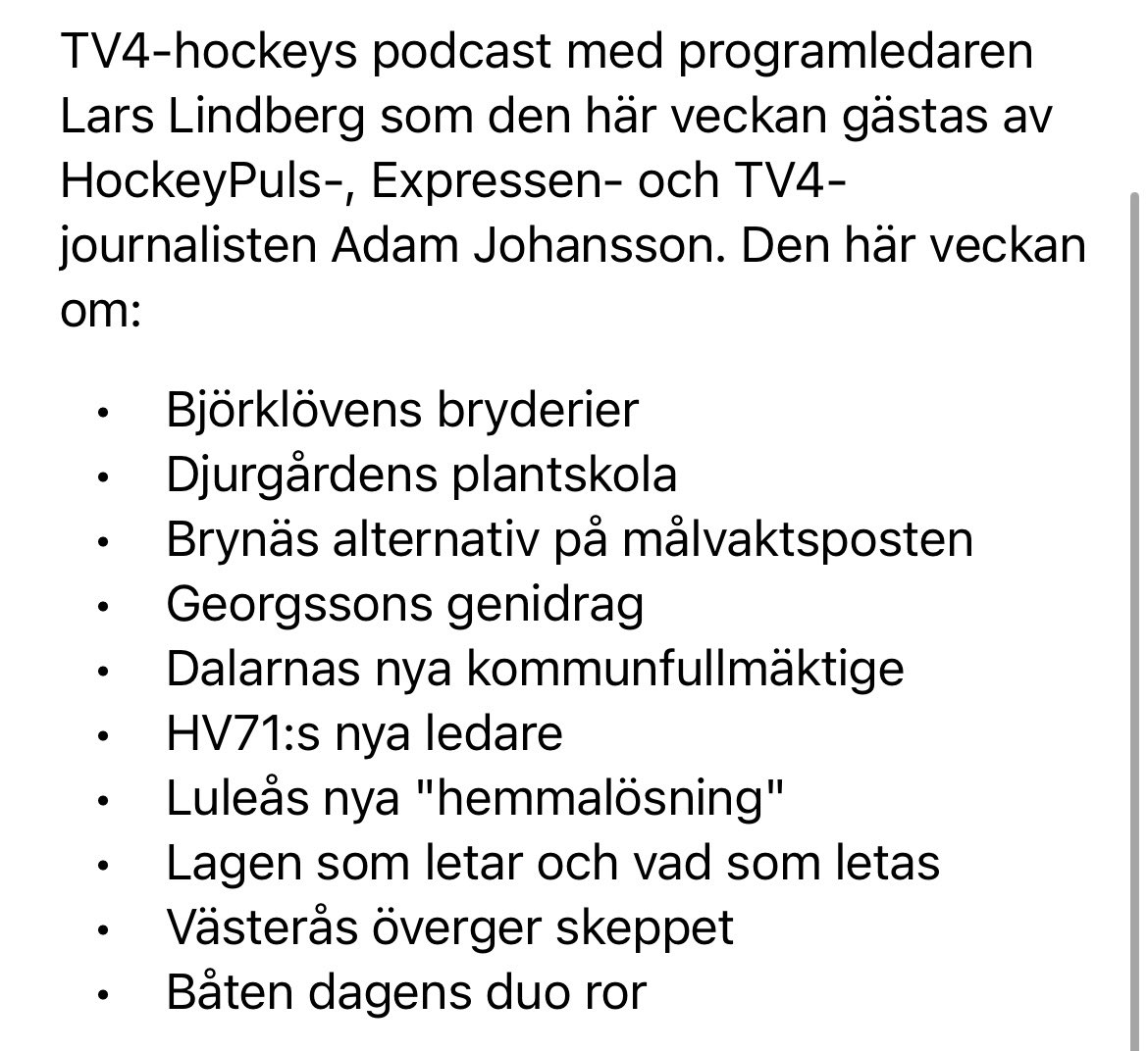 Jag och <a href="/HerrSoderstrom/">Fredrik Söderström</a> tar ledigt denna vecka men <a href="/LarsLindberg10/">Lars Lindberg</a> och <a href="/adamjjohansson/">Adam Johansson</a> leverera ett mycket fint avsnitt. Trevlig lyssning 👂