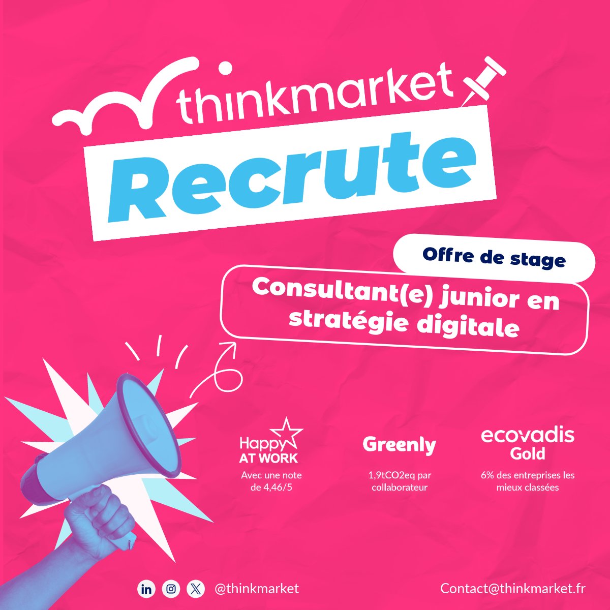 Thinkmarket_'s tweet image. [#Stage2024] Thinkmarket recherche des stagiaires en Master 2 💫

🎓 Vous êtes en dernière année d'études au sein d'une grande école de commerce et vous souhaitez découvrir l'univers du conseil ?

N'attendez plus pour postuler 👉 shorturl.at/ftyVW

#itstimetoshift
