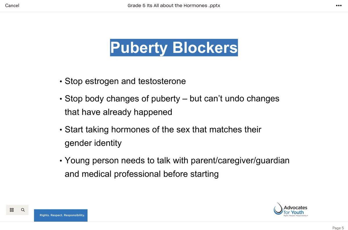 New Wisconsin s*x ed curriculum teaches 5th graders about puberty blockers. They teach that a kid can be transgender and they can take puberty blockers to stop puberty. They’re after your kids. Credit: @scarlett4kids