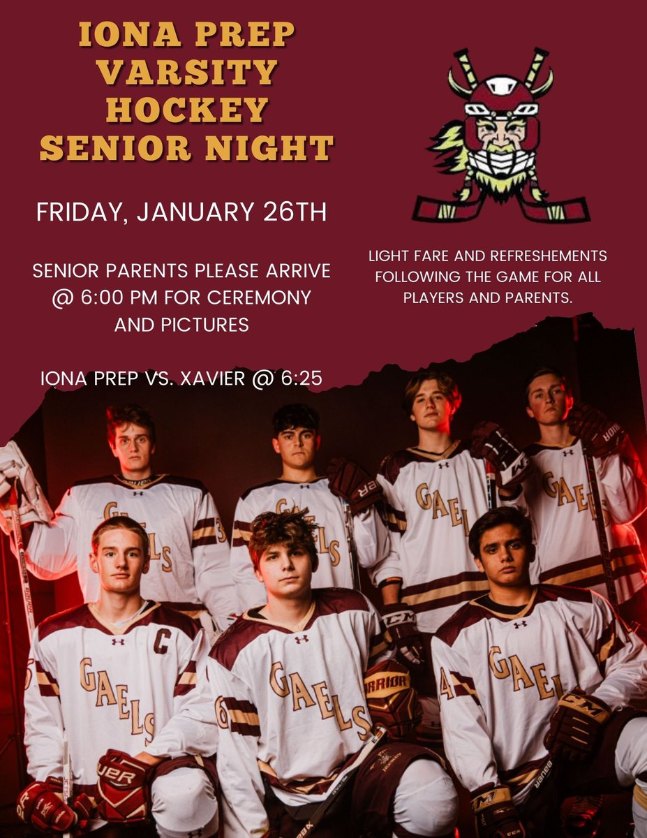 One day away from Senior Night!! 
Puck drops at 6:25pm against Xavier. 
#GoGaels🏒