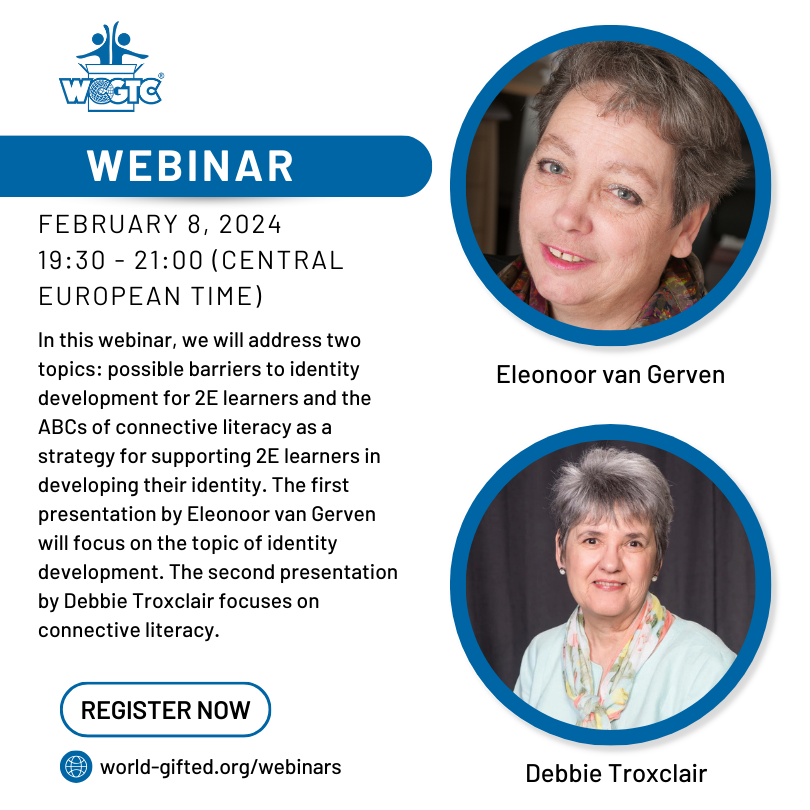 Join us on February 8 for this webinar on twice-exceptional learners. Members receive complimentary access to webinars, and the cost for nonmembers is $10. Learn more and register at world-gifted.org/webinars. #gtchat #edchat #gifted #giftededucation #creativity #2e #2echat